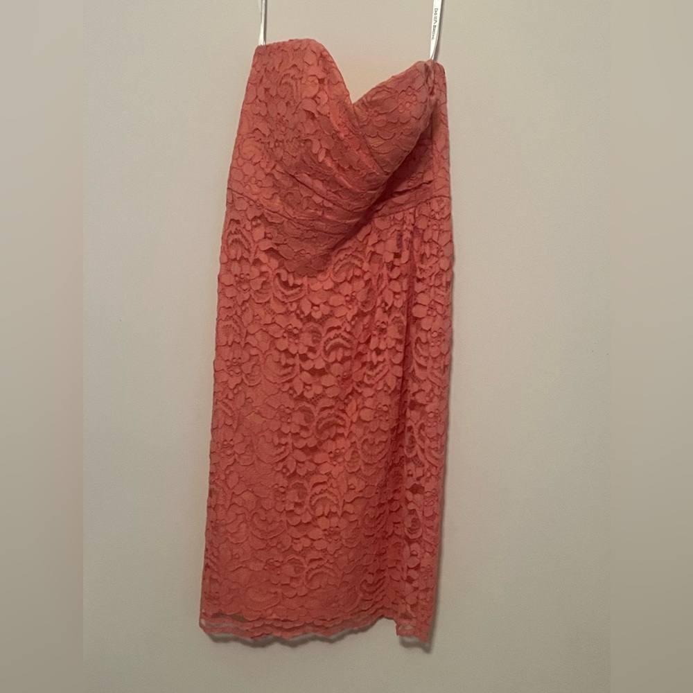DAVIDS BRIDAL STRAPLESS CORAL